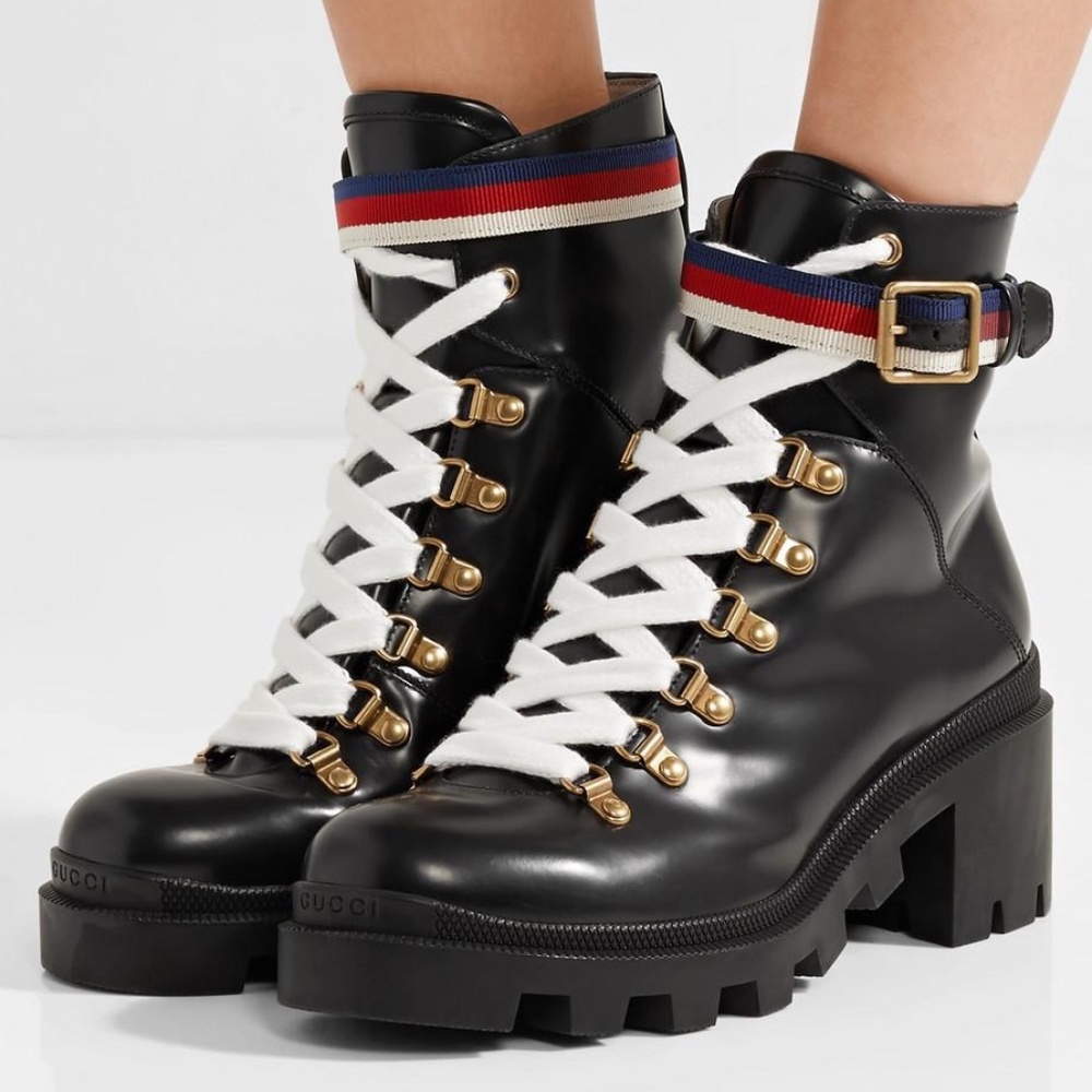 Gucci Sylvie Trek Lace Up Ankle Boots Shoes